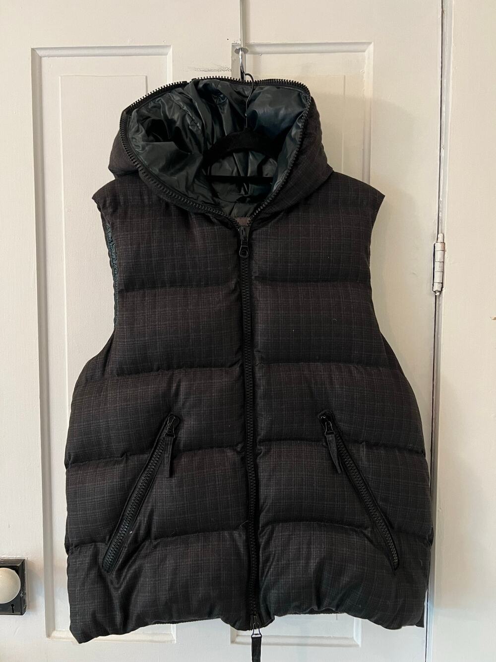 Duvetica Mens Down puffer Vest Cashmere light EU52 US XL gray plaid full zip